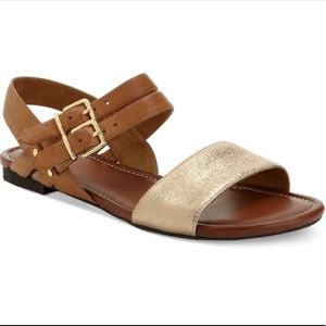 Clark Artisan Indira Rue Sandal Gold & Brown